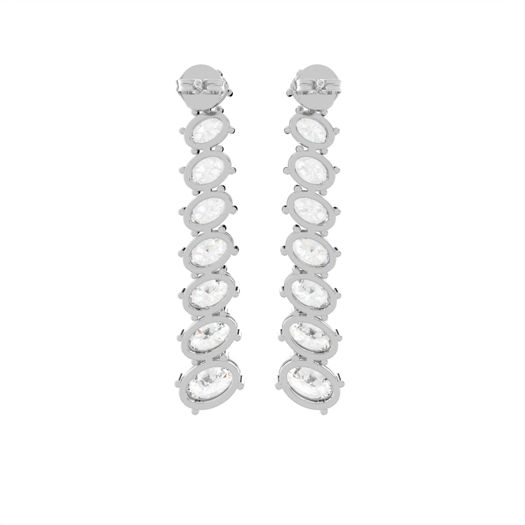 18K Oval Diamond Drop Earrings — BACK