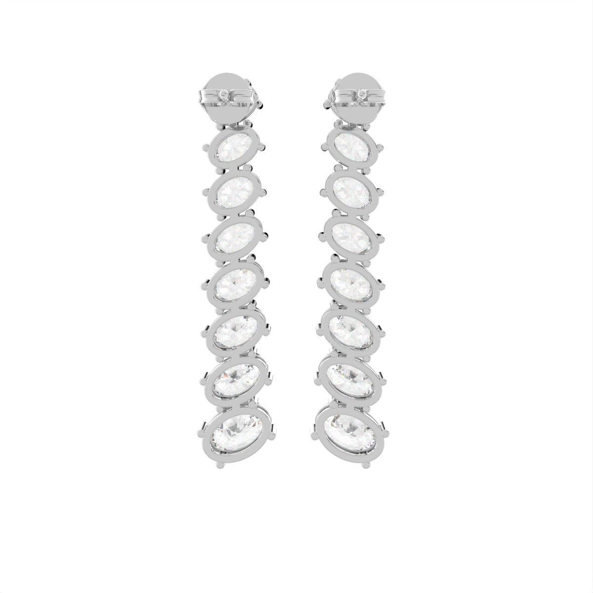 18K Oval Diamond Drop Earrings — BACK