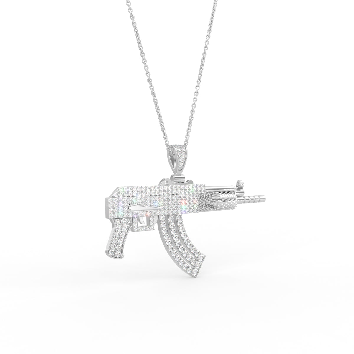 vimg:FJ6352|vimg:FJ6353|vimg:FJ6354|18K Gun Round Diamond Pendant — 3D VIEW