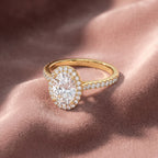 18K Halo Oval Diamond Ring — AI cloth, in-house