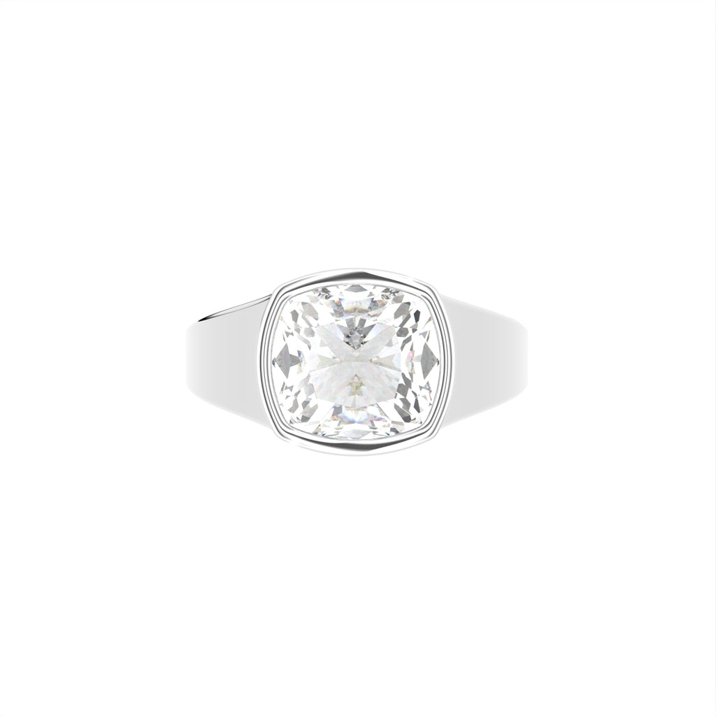 18K Bespoke Cushion Bezel Diamond Ring — TOP