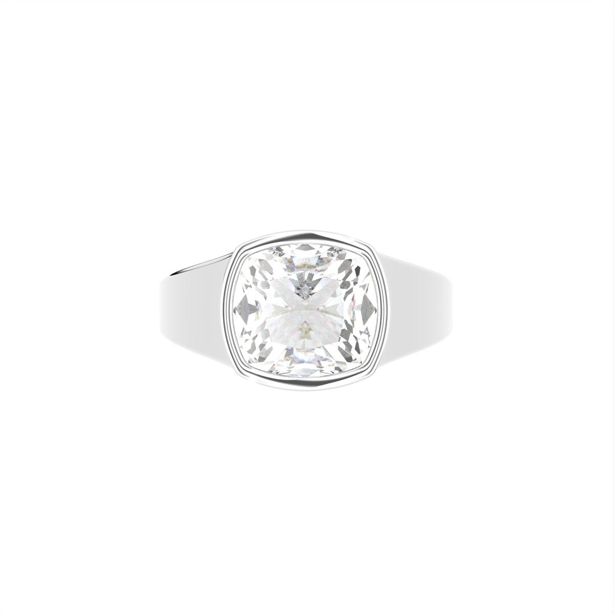 18K Bespoke Cushion Bezel Diamond Ring — TOP