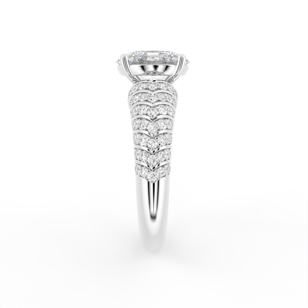 18K White Gold Oval Diamond Engagement Ring — SIDE