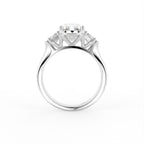 18K White Gold Modified Emerald Diamond Ring — FRONT