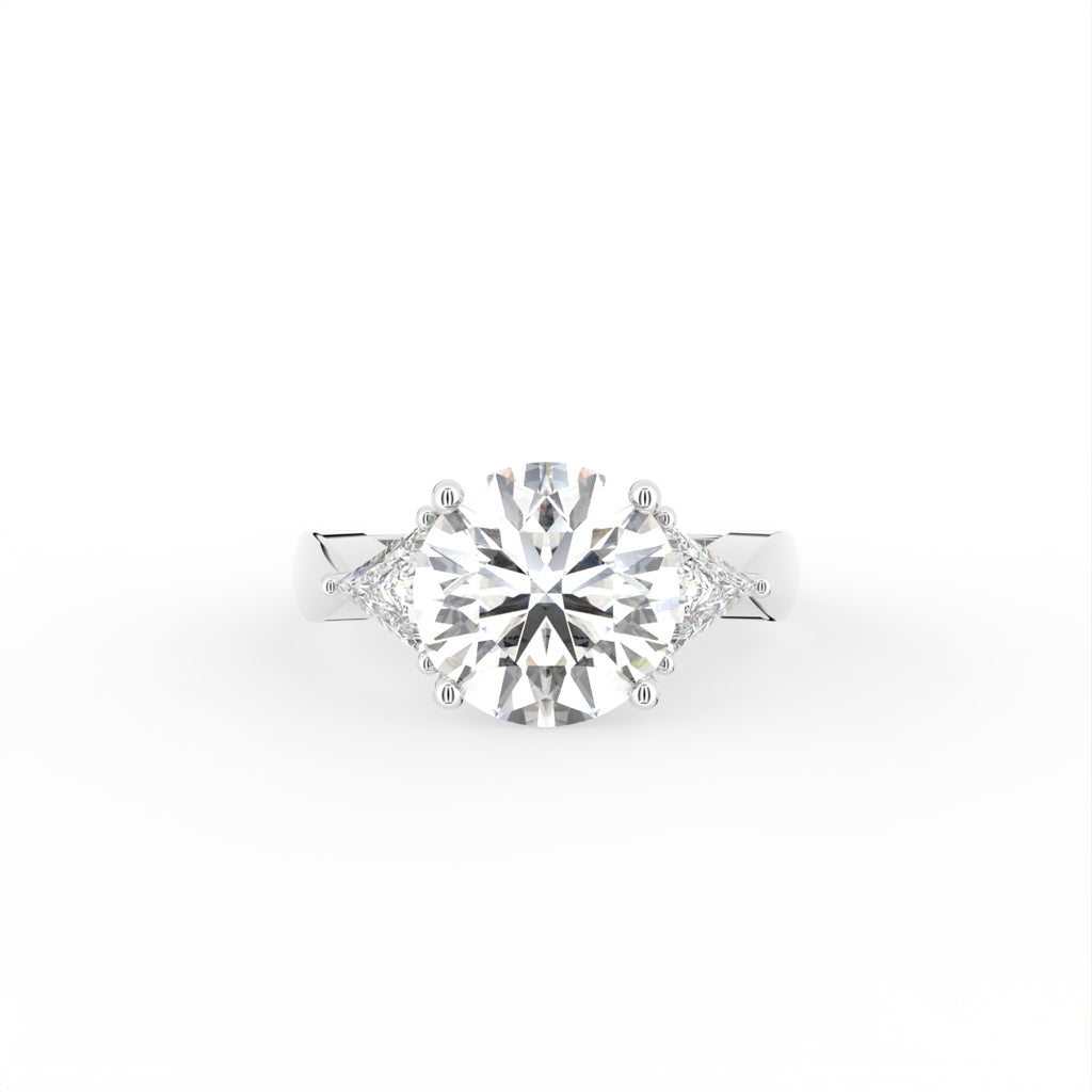 18K Trilogy Round Brilliant Diamond Ring — TOP