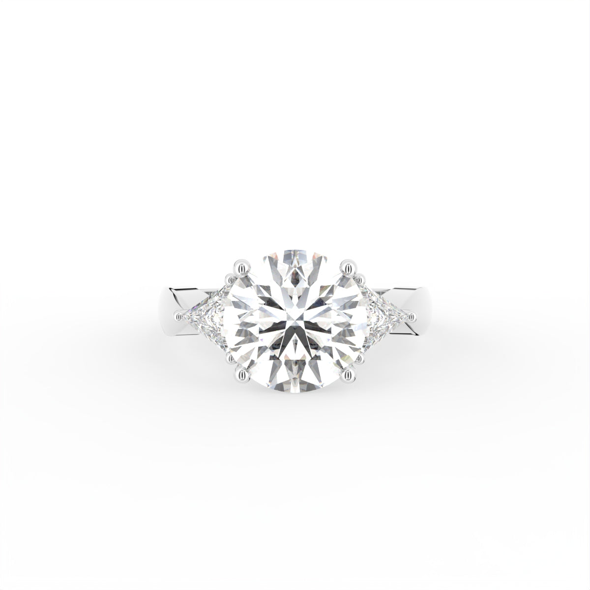 18K Trilogy Round Brilliant Diamond Ring — TOP