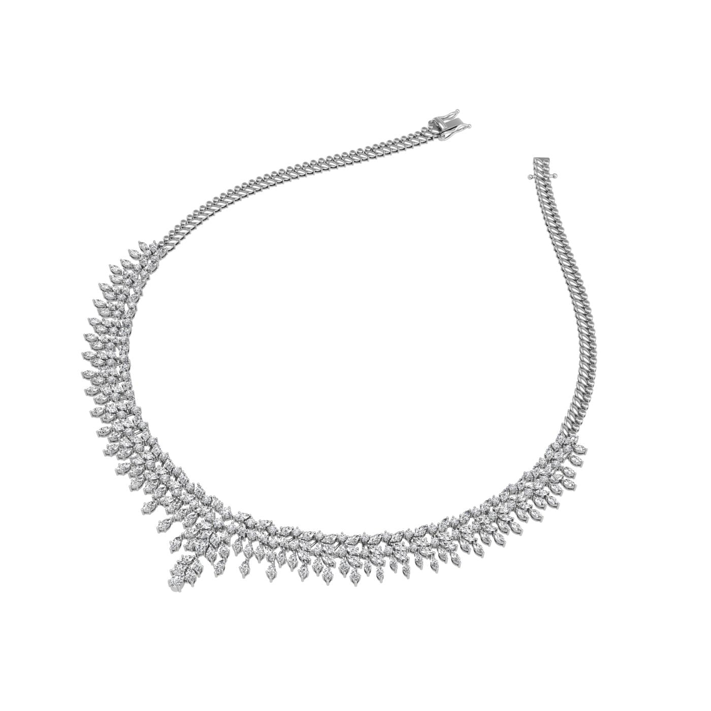 18K Pear Diamond Necklace — 3D VIEW