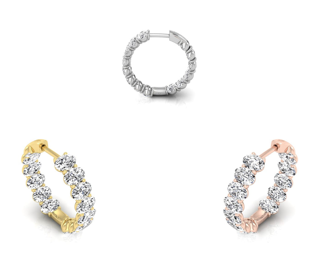 18K Diamond Hoop Earrings — 3 COLOR