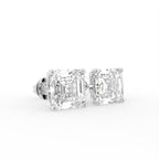 18K Asscher Solitaire Diamond Earrings — 3D VIEW