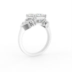 18K Yellow Gold Trilogy Emerald Diamond Engagement Ring — 3D VIEW