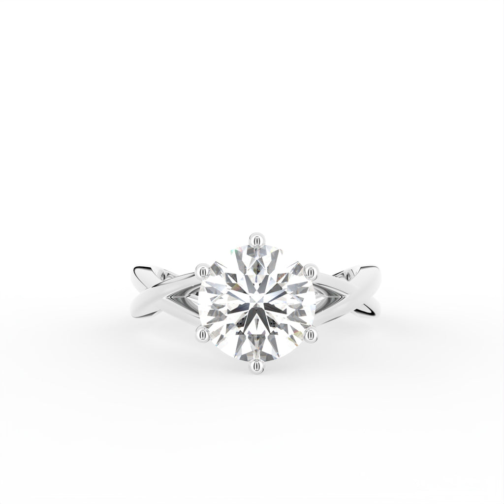 18K Solitaire Diamond Engagement Ring — TOP