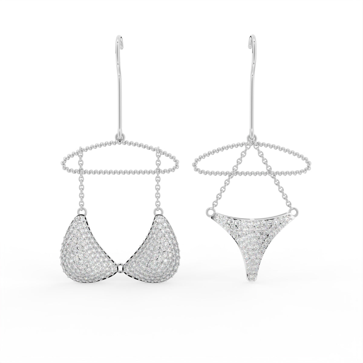 Sterling Silver Round Diamond Earrings — TOP
