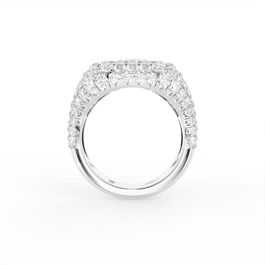 18K Bespoke Baguette Pavé Diamond Ring — FRONT