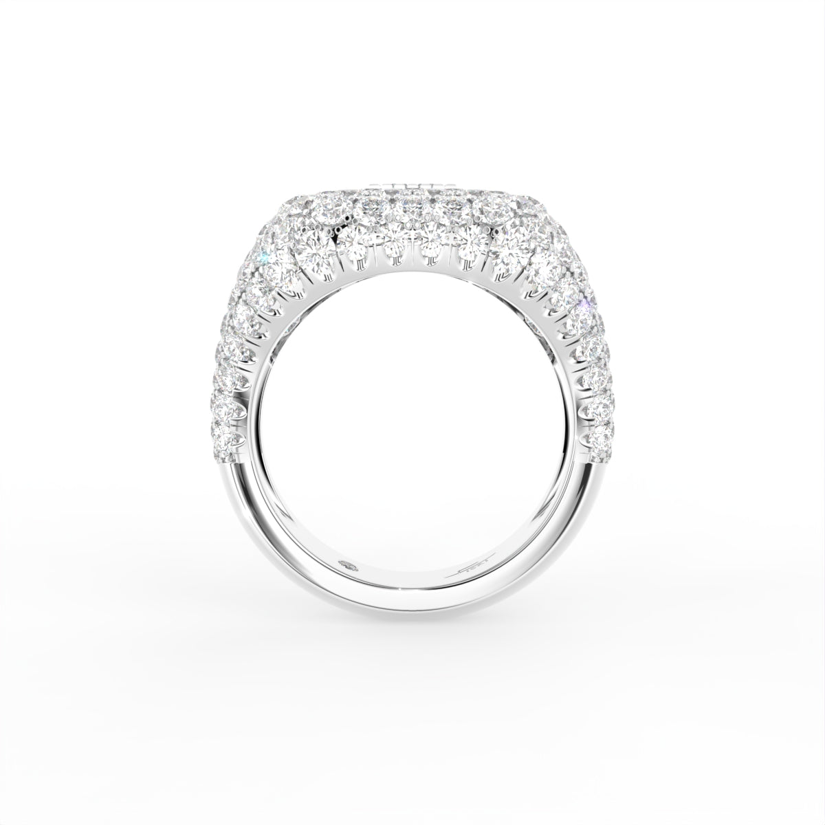 18K Bespoke Baguette Pavé Diamond Ring — FRONT