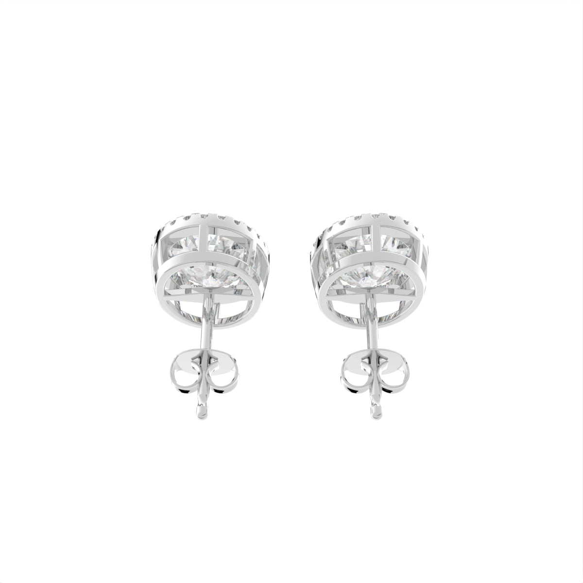 18K Oval Halo Diamond Earrings — BACK
