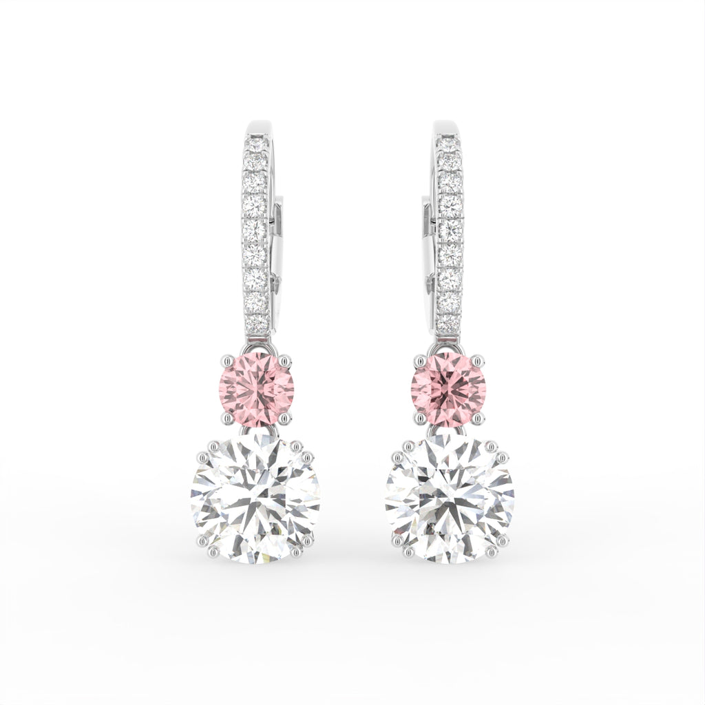 18K Round Pink Diamond Earrings — TOP