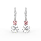 18K Round Pink Diamond Earrings — TOP