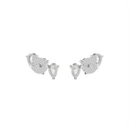 18K White Gold Pear Diamond Climber Earrings — BACK