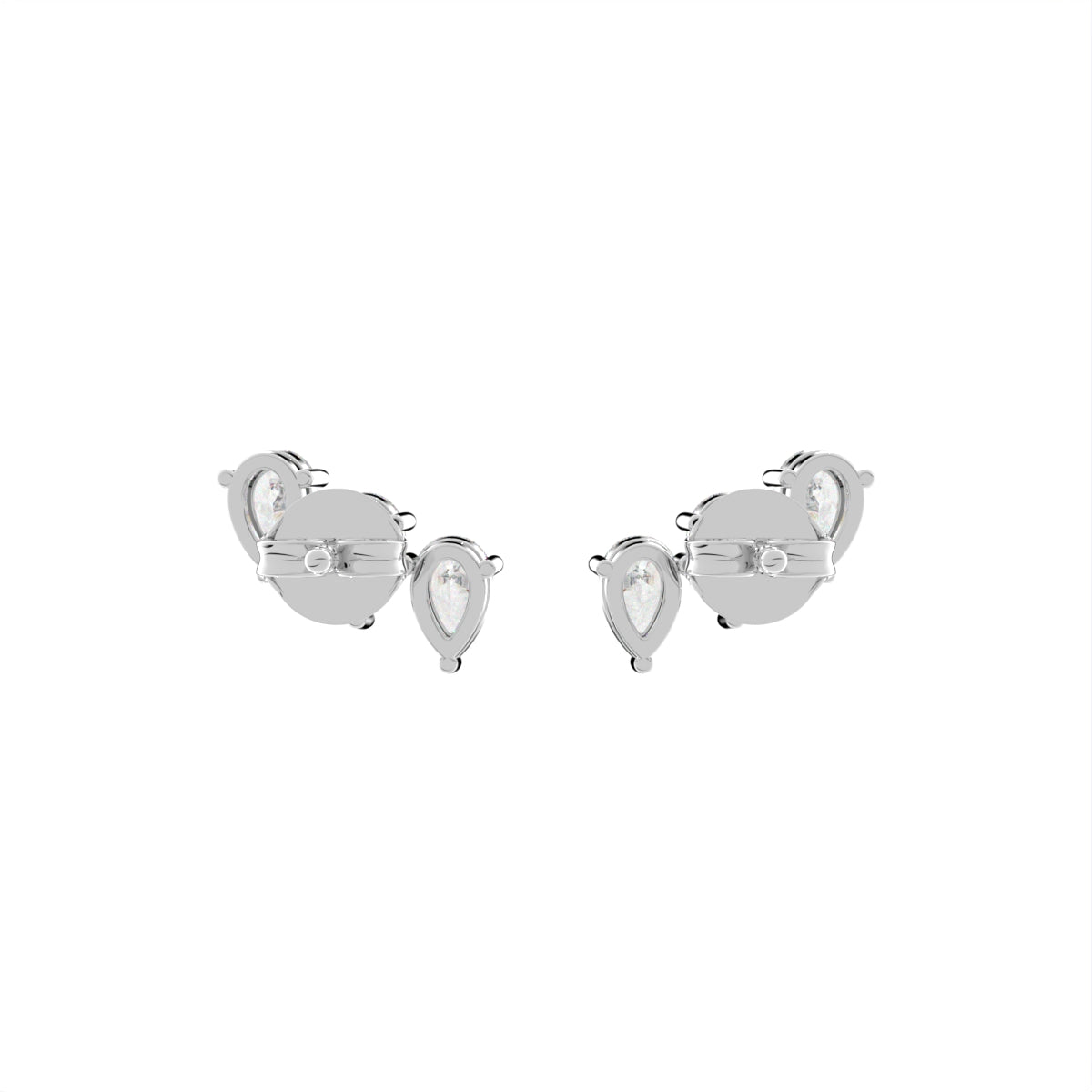 18K White Gold Pear Diamond Climber Earrings — BACK