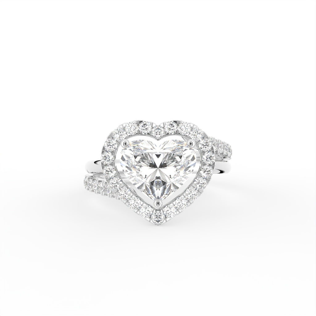 18K Halo Heart Diamond Ring — TOP