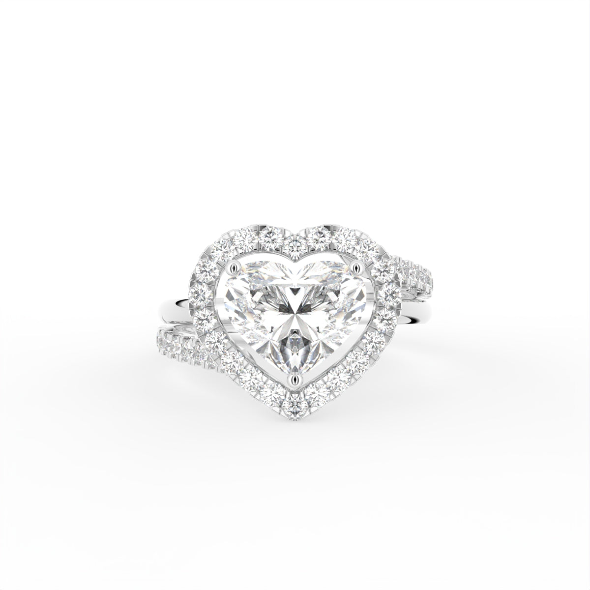 18K Halo Heart Diamond Ring — TOP