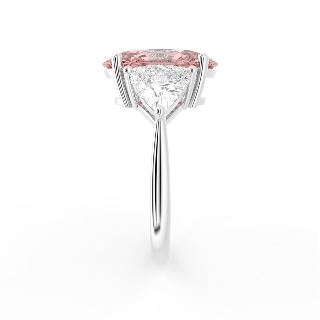 vimg:FJ2448|18K White Gold Trilogy Oval Diamond Ring — SIDE