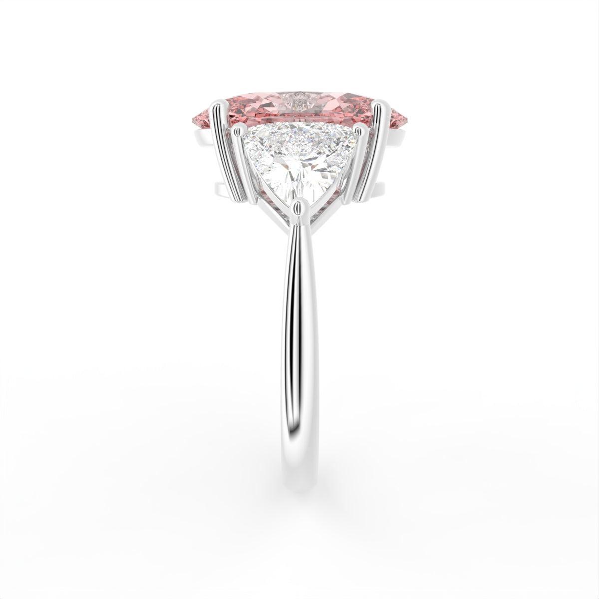 vimg:FJ2448|18K White Gold Trilogy Oval Diamond Ring — SIDE