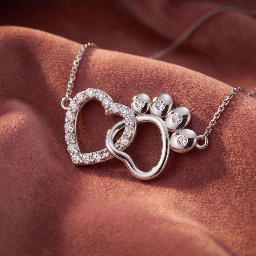 18K Bespoke Heart Paw Diamond Pendant — AI cloth, in-house