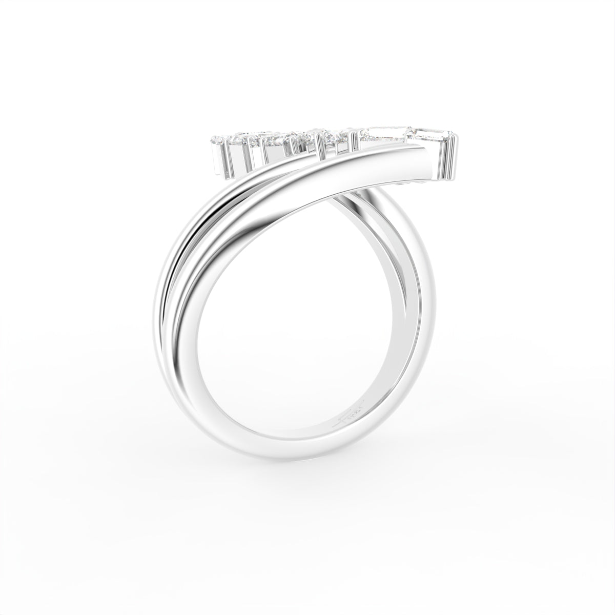 18K Bespoke Baguette Diamond Ring — 3D VIEW