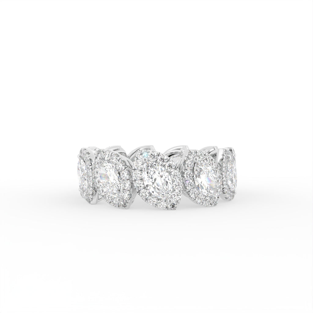 18K Full Eternity Marquise Diamond Halo Ring — TOP