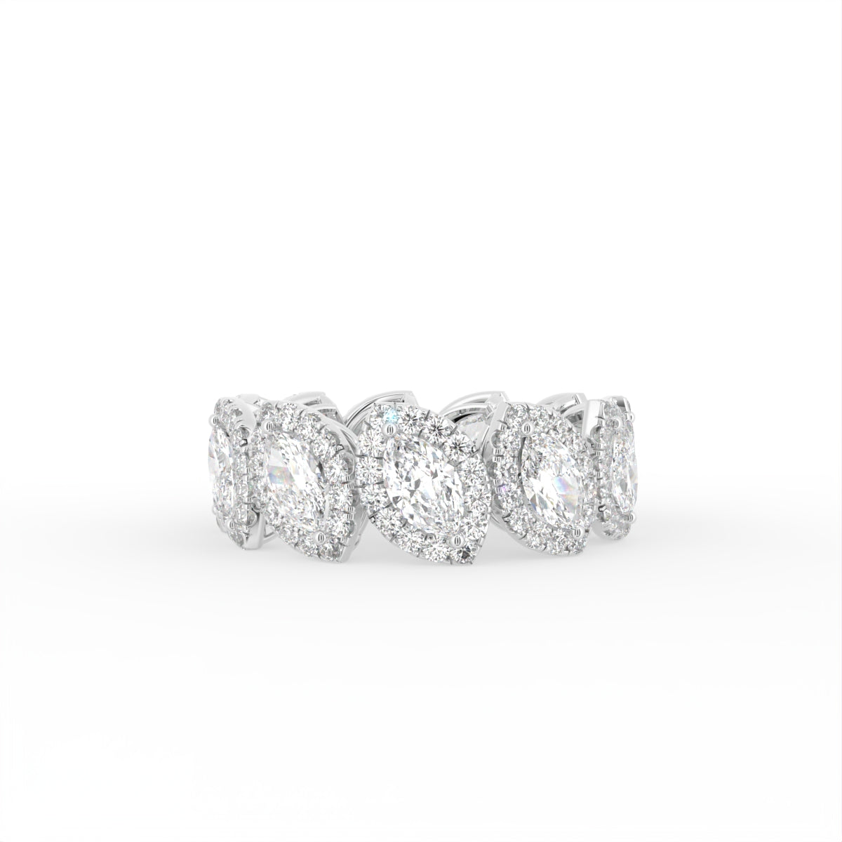 18K Full Eternity Marquise Diamond Halo Ring — TOP