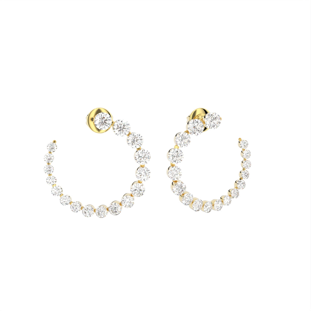 18K Bespoke Diamond Earrings — 3D VIEW