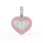 18K Pink Heart Diamond Pendant — FRONT