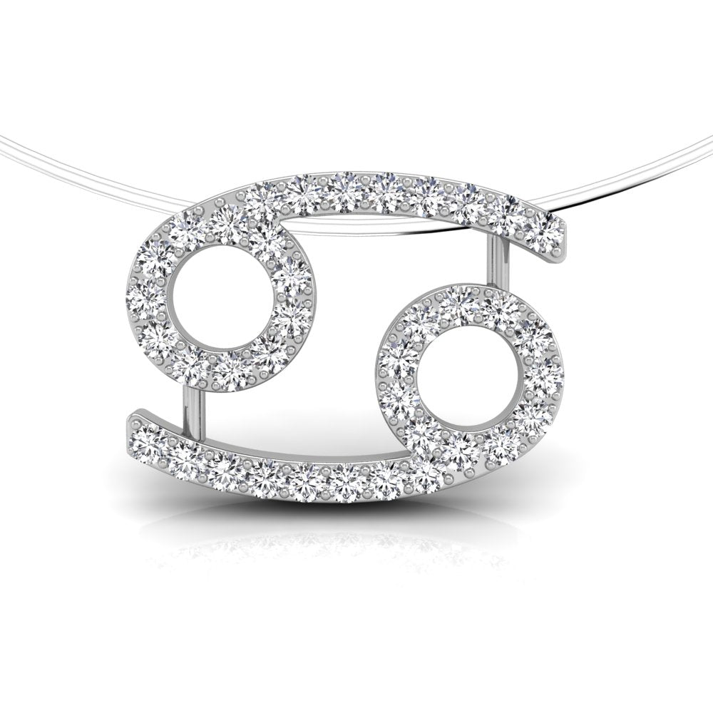 vimg:FJ3156|vimg:FJ1993|18K White Gold Zodiac Round Diamond Pendant — FRONT