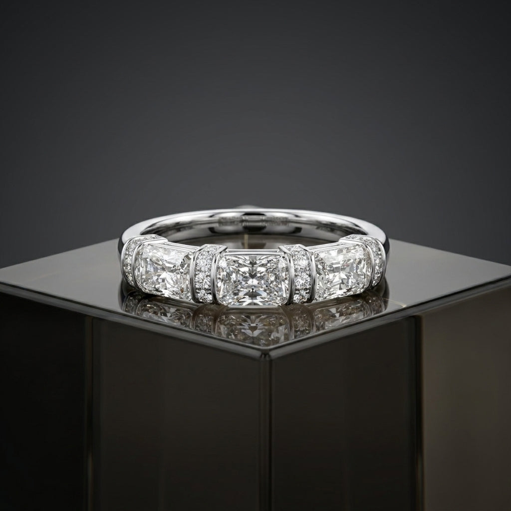 14K Emerald Diamond Eternity Ring