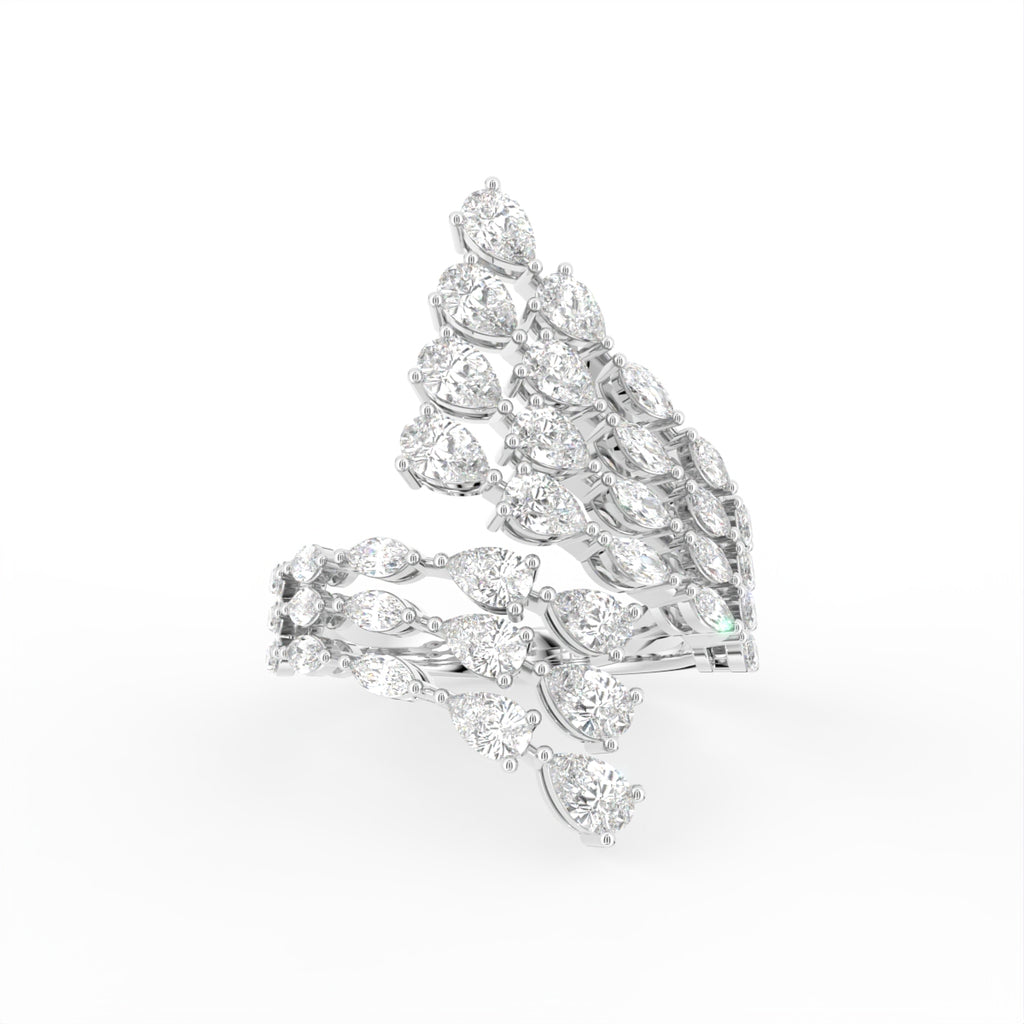 18K Multi Row Pave Diamond Ring — TOP