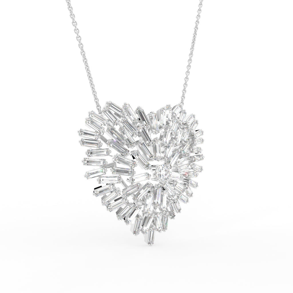 18K Heart Lab Grown Diamond Pendant — 3D VIEW