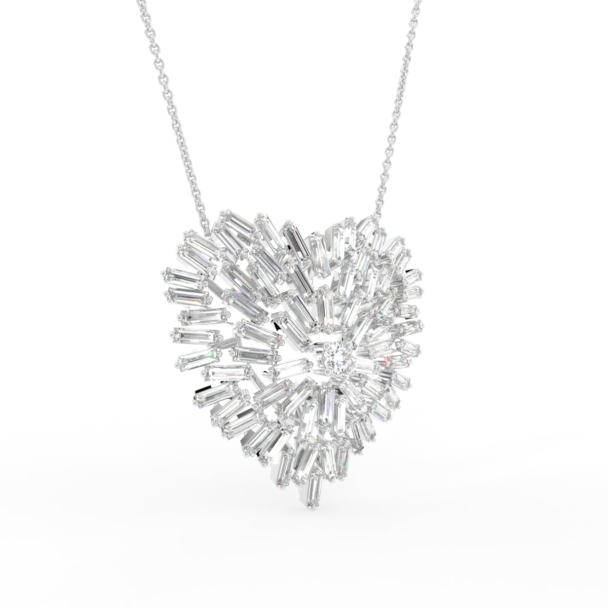 18K Heart Lab Grown Diamond Pendant — 3D VIEW