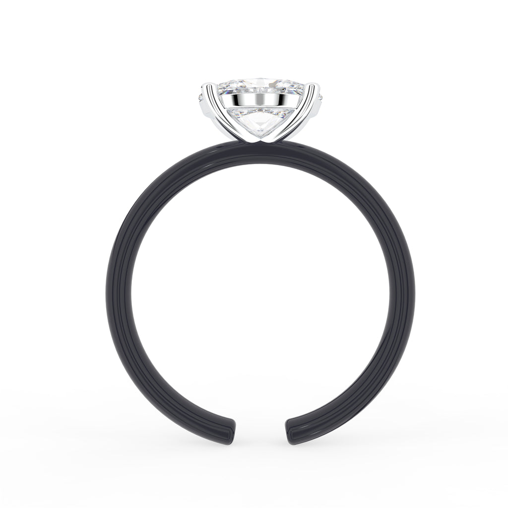 18K Oval Solitaire Diamond Engagement Ring — FRONT