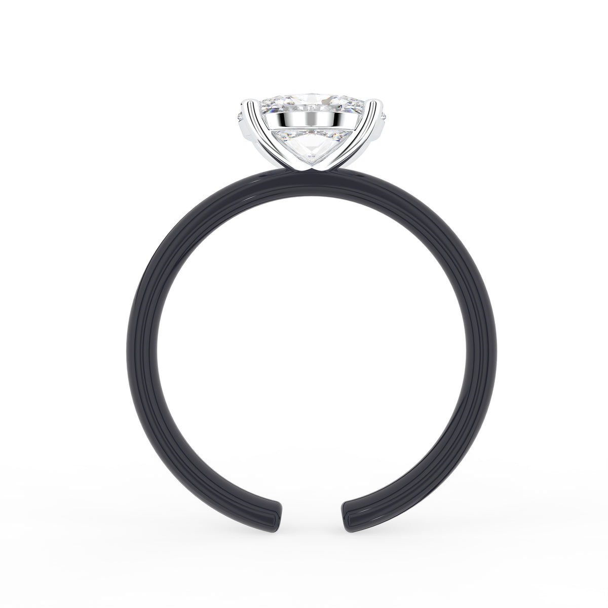 18K Oval Solitaire Diamond Engagement Ring — FRONT