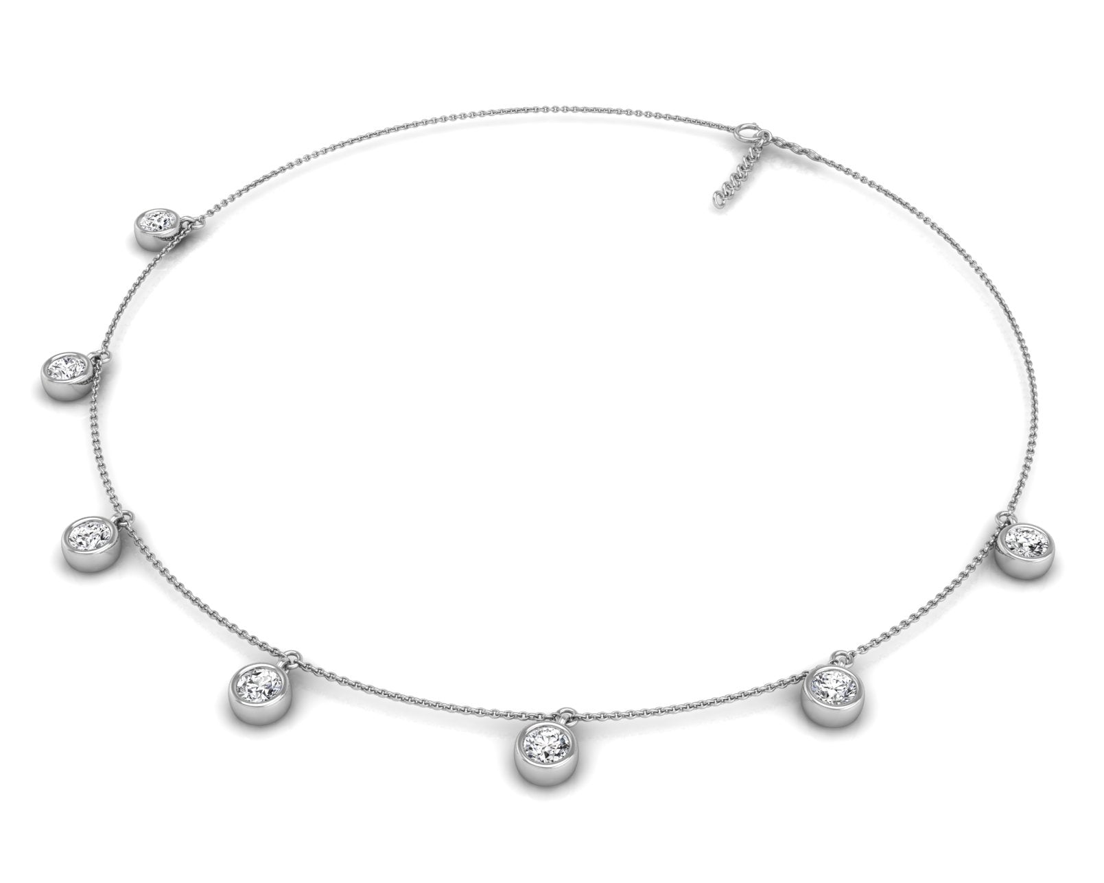 18K Pink and White Diamond Necklace — 3D VIEW