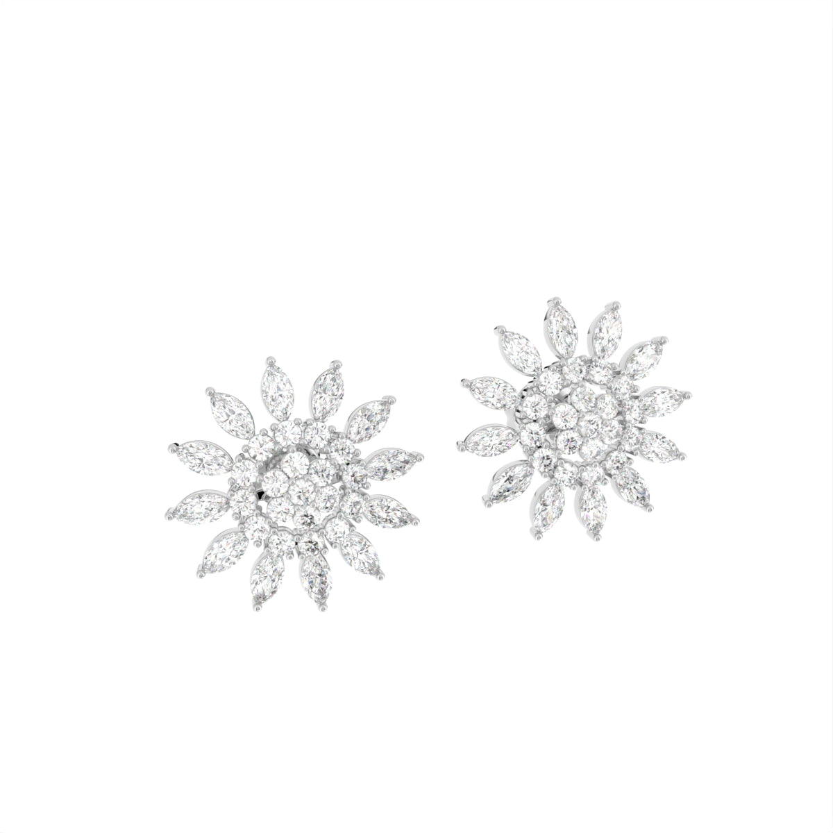 18K Bespoke Diamond Earrings — 3D VIEW
