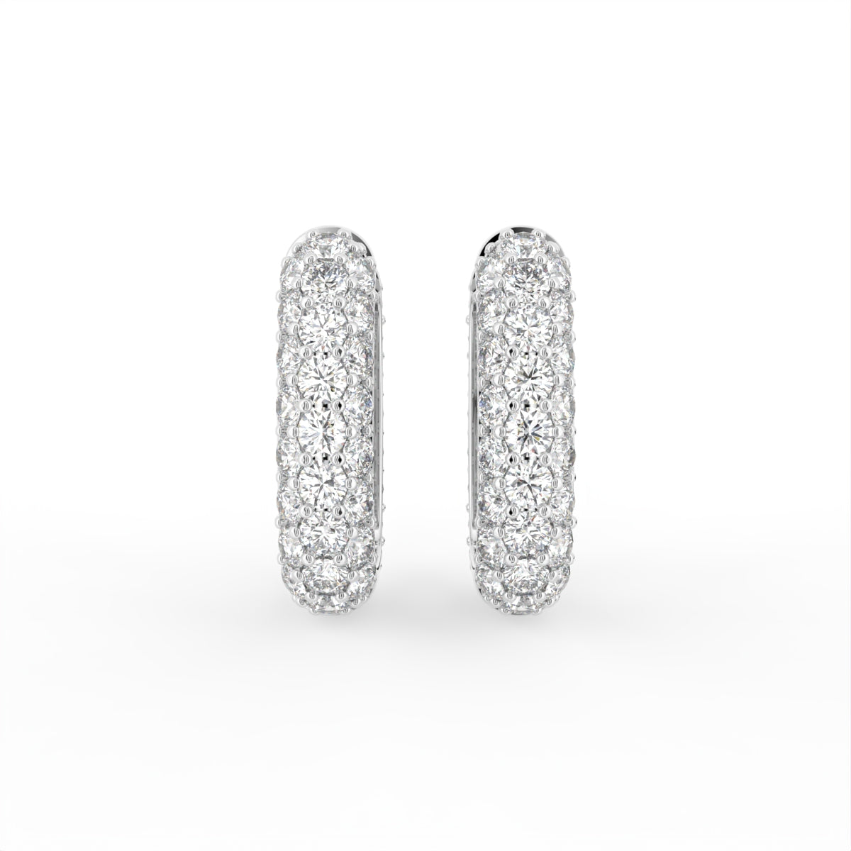18K Pave Diamond Hoop Earrings — TOP