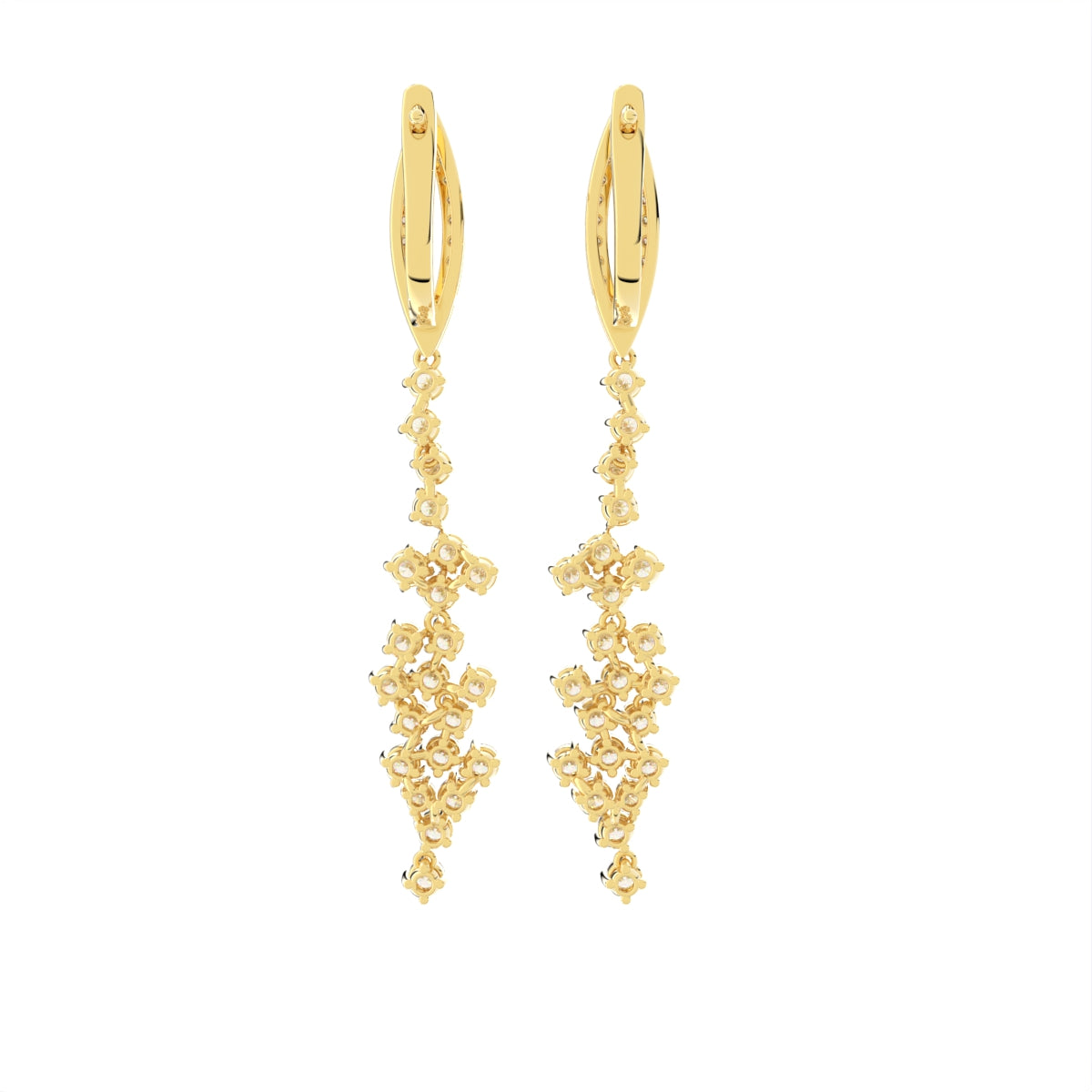 18K White Gold Round Diamond Drop Earrings — BACK