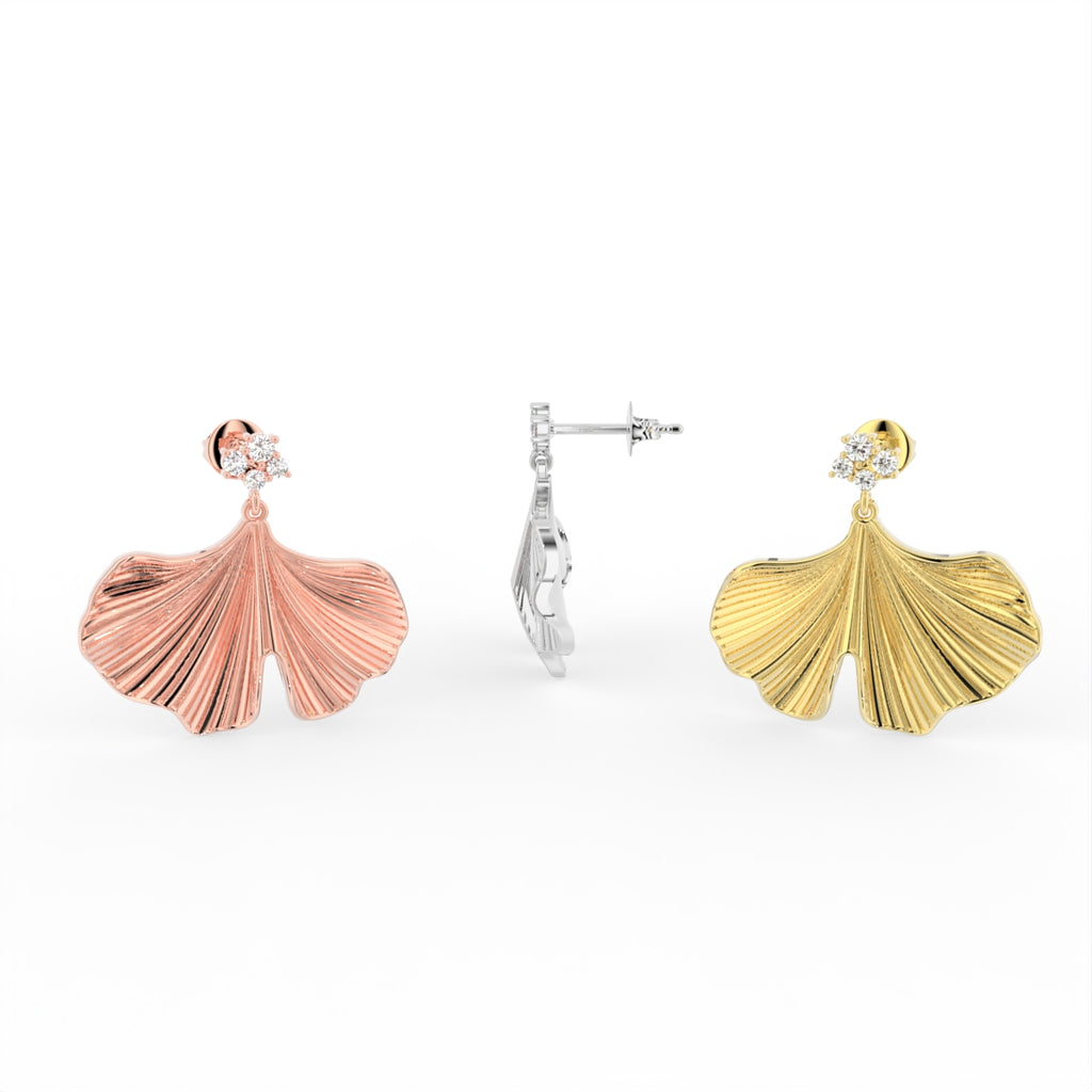 Sterling Silver Round Diamond Earrings — 3 COLOR