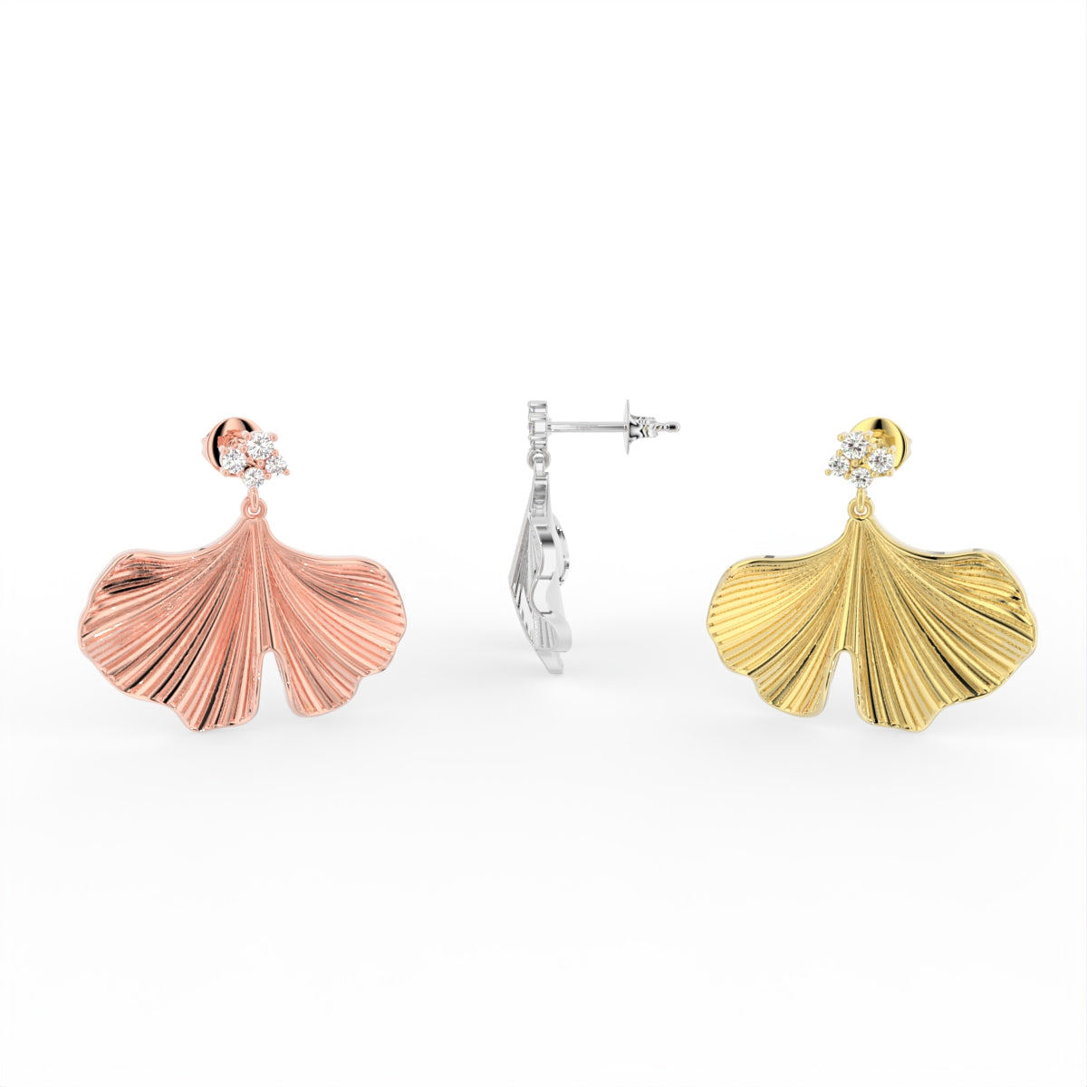 Sterling Silver Round Diamond Earrings — 3 COLOR