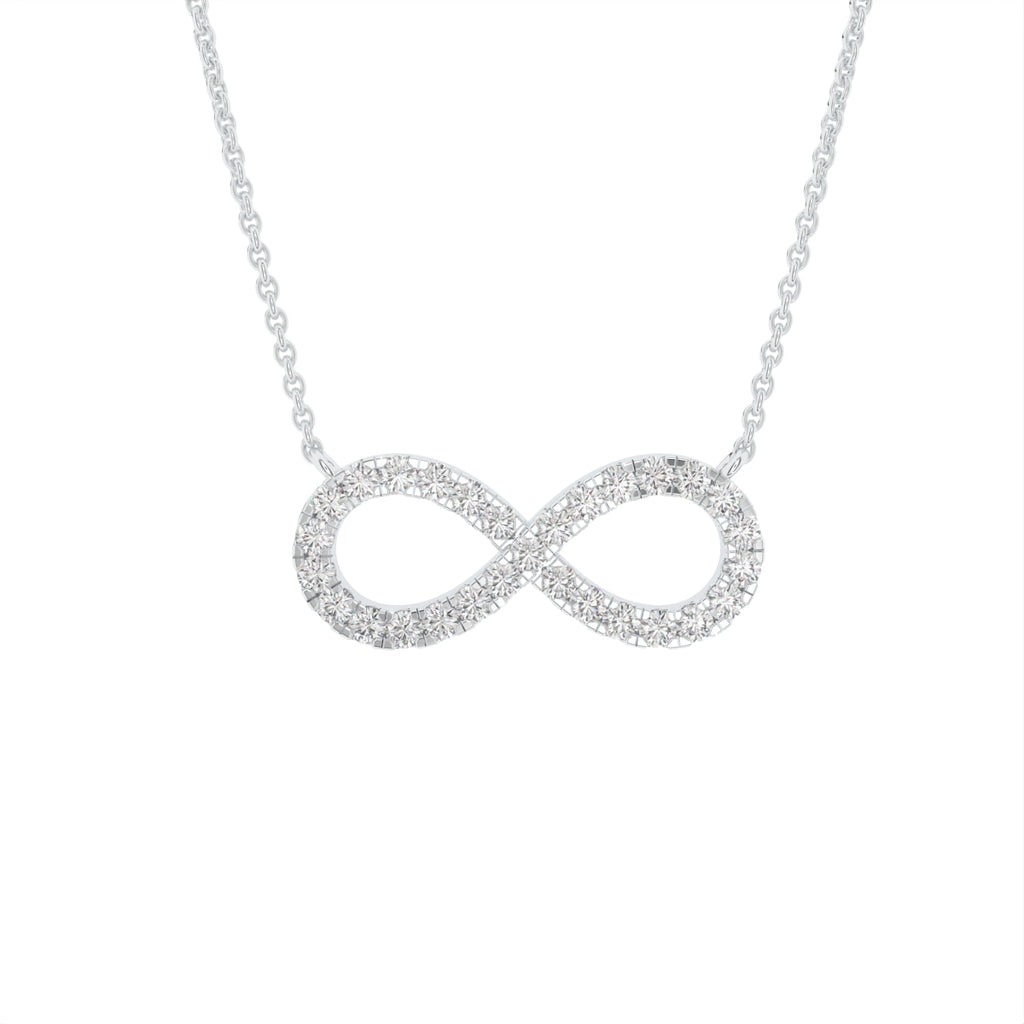 14K White Gold Infinity Round Diamond Pendant — FRONT