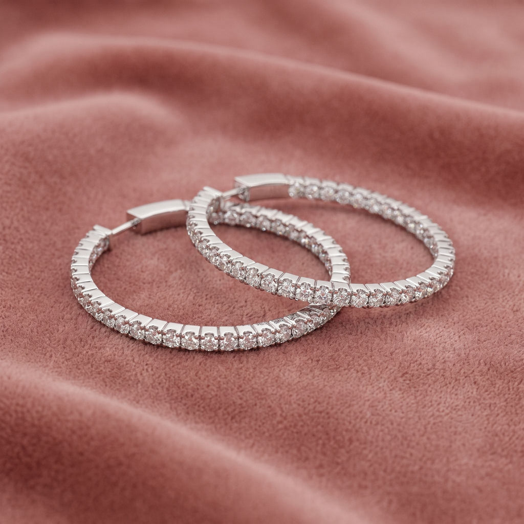 18K Diamond Hoop Earrings — AI cloth, in-house
