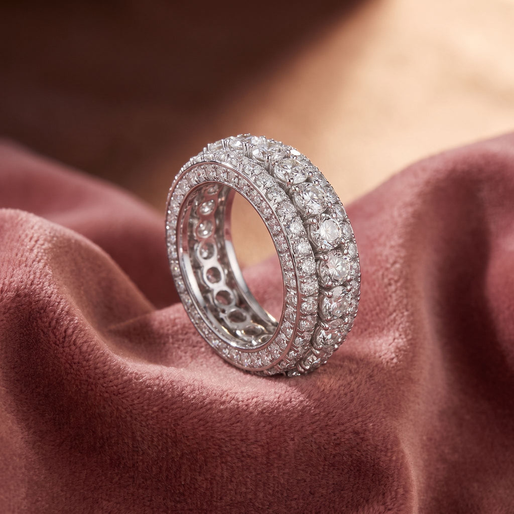 18K Eternity Round Diamond Ring — AI cloth, in-house