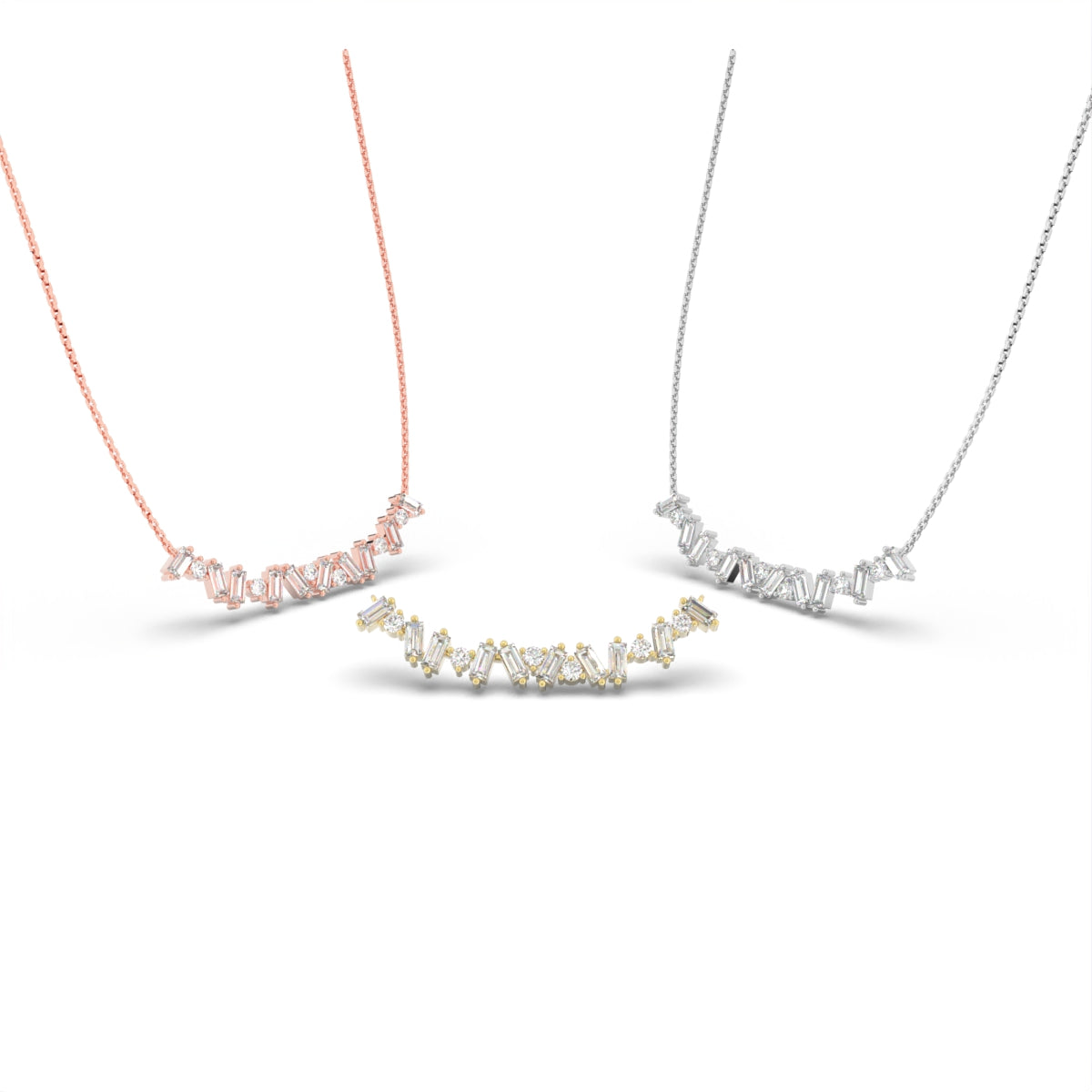 18K Bespoke Baguette Diamond Pendant — 3 COLOR